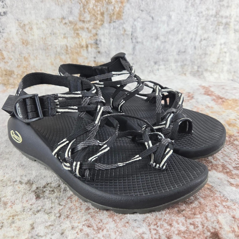 Chaco Z Cloud X2 Sport Sandals Womens 7 Black White Double Strap Toe Loop